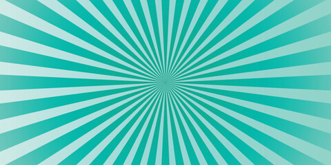 Turquoise sunburst background with gradient rays design perfect for retro presentations and stylish graphic elements.