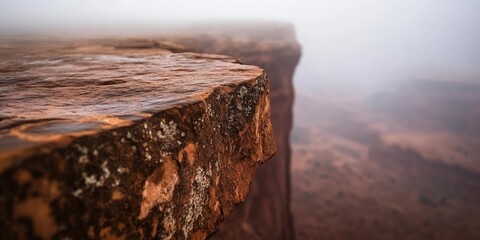 Fototapeta premium Rocky cliff edge overlooking a misty valley
