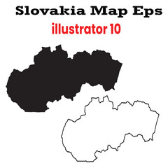 slovakia map vector set. Black silhouette and simple outline of the country border isolated on a white background.
