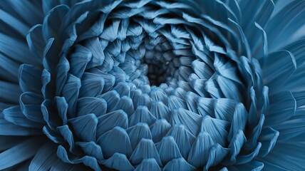 Obraz premium Stunning close-up of a blue flower, showcasing intricate petal textures and a mesmerizing spiral pattern.