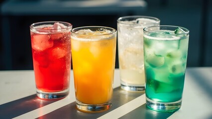 Scrumptious, chilled drinks in glassware

