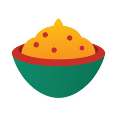 American cornbread chili bowl with savory beans Vector illustration