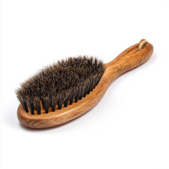 Hairbrush with natural wood handle and boar bristles