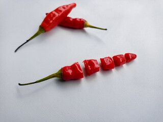 red chilli slice isolated on white background.