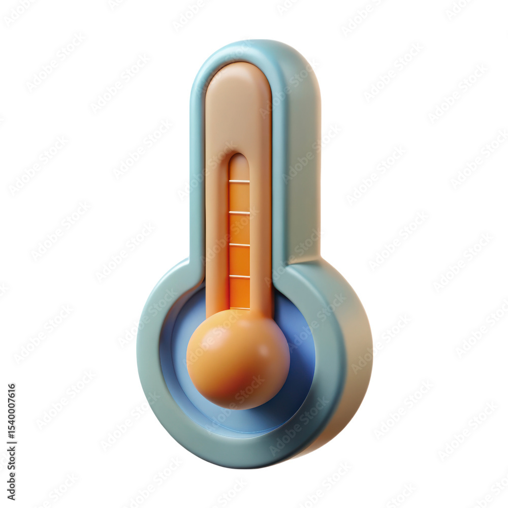 Poster 3d rendering of a thermometer in plastic style icon isolated on transparent background