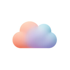Pastel Cloud Icon A Soft Gradient Cloud Illustration isolated on transparent baackground