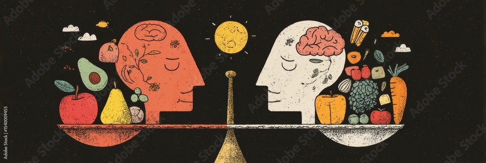 Poster Exploring the Relationship Between Physical Health and Mental Health Balance in a Side-By-Side Chart