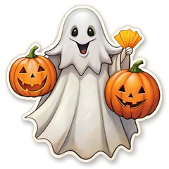 halloween pumpkin and ghost