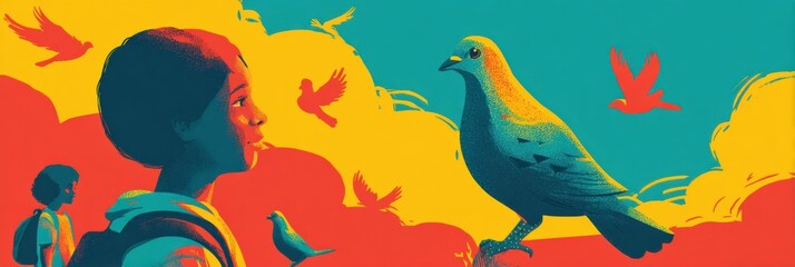 Fototapeta premium Anti-bullying Pledge Poster Encouraging Kindness Among Students With Vibrant Cartoon Illustrations and Positive Messaging