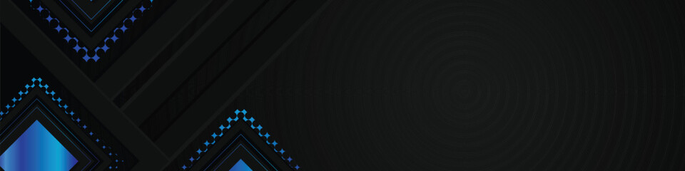 Black background with blue gradient glitter geometric shape banner and cover design