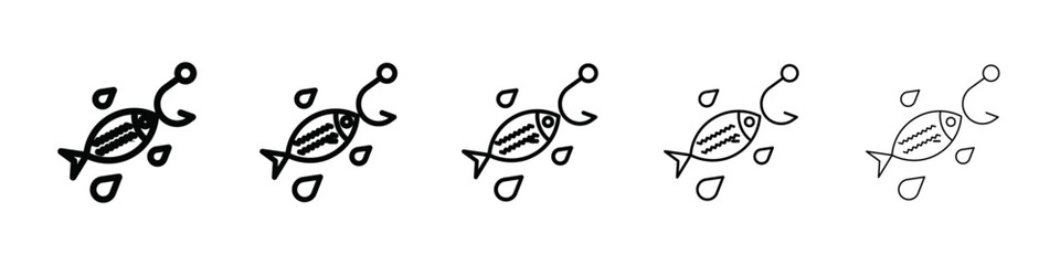 bait fishing minnow icon isolated vector on white background set