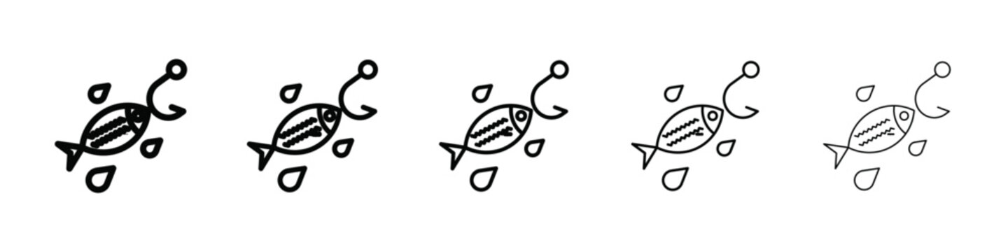 bait fishing minnow icon isolated vector on white background set