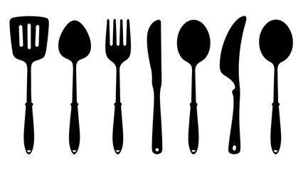 Cutlery set silhouette kitchen silhouette set