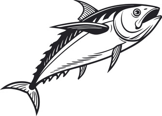 Tuna Fish Clipart and T Shirt Design. Bold Tuna Fish Graphic for Apparel and Prints. Tuna Fish Art Illustration for Merchandise. Editable Tuna Fish Clipart for T Shirt Designs. Tuna Fish Silhouette