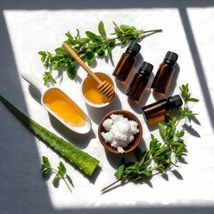 Flat Lay of Natural Skincare Ingredients