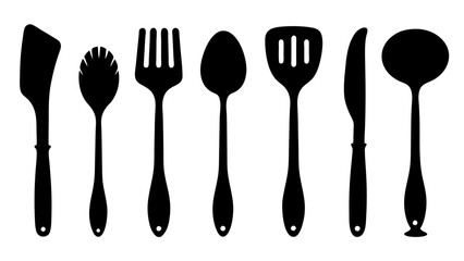 Cutlery set silhouette kitchen silhouette set