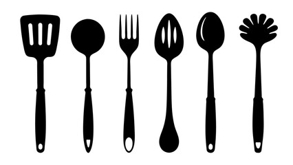 Cutlery set silhouette kitchen silhouette set