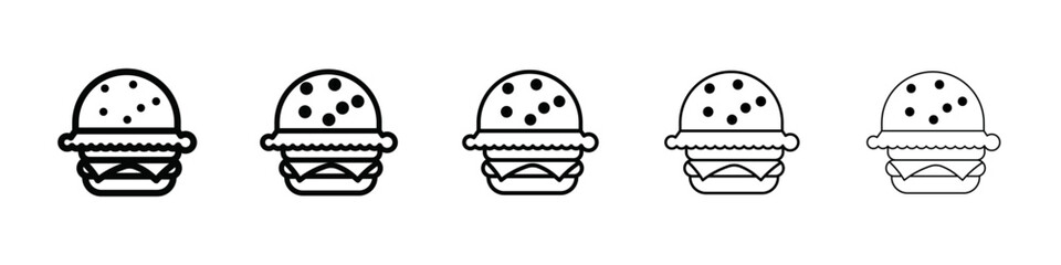 burger icon isolated vector on white background set