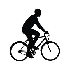 Fototapeta premium Black Silhouette of a Man Riding a Bicycle Cycling Transportation Fitness Healthy Lifestyle