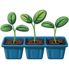 Microgreens with plant label vector isolated white background