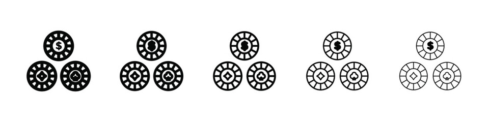Fototapeta premium Casino chips icon isolated vector on white background set