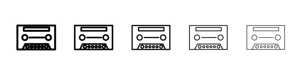 Cassette tape icon isolated vector on white background set