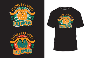 Bird loves Halloween t shirt design