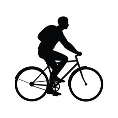 Obraz premium Silhouette of a man riding a bicycle black and white vector illustration cycling transportation