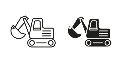 Excavator icon for social media, app, and web design. Vector illustration.