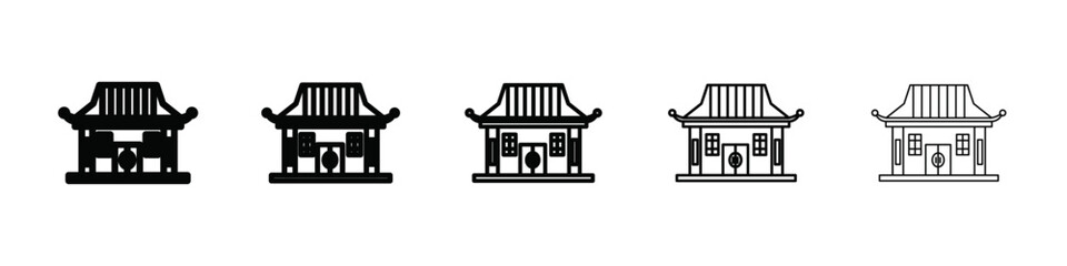 Chinese temple icon isolated vector on white background set