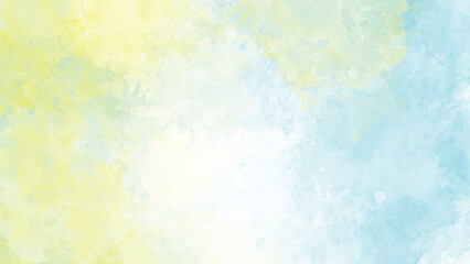 Abstract Watercolor Background Pastel Yellow and Light Blue Color Splashes Soft Texture Design Element for Wedding Invitation Card or Spring Summer Theme