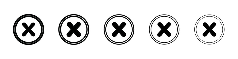 Close button icon isolated vector on white background set