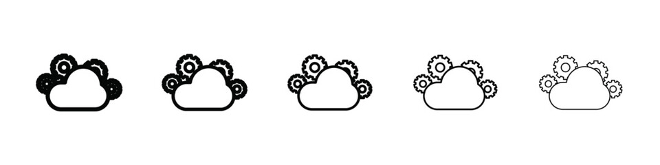 Obraz premium Cloud Data settings icon isolated vector on white background set