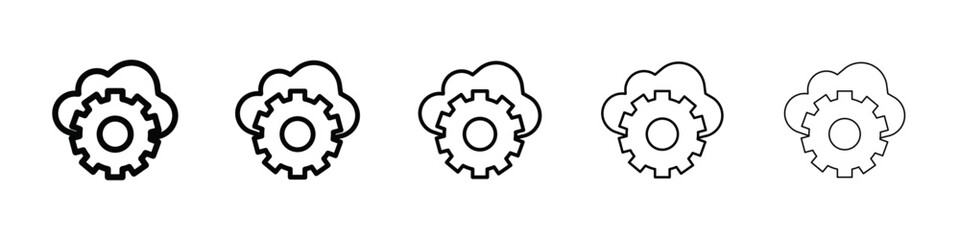 Cloud Data settings icon isolated vector on white background set