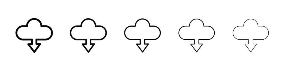 Cloud download file icon isolated vector on white background set