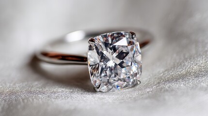 Elegant cushion cut diamond engagement ring on soft wedding banner