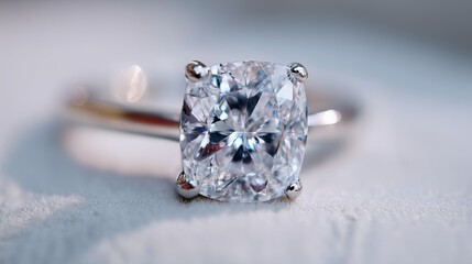 Elegant cushion cut diamond engagement ring on soft wedding banner