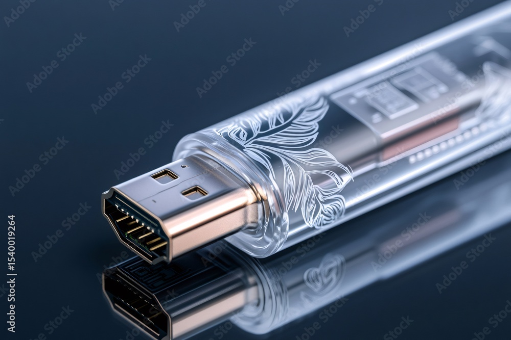 Poster Modern usb flash drive showing internal components and reflecting on surface