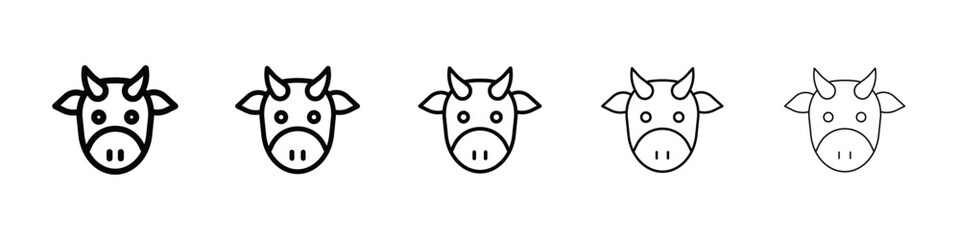 Cow head icon isolated vector on white background set