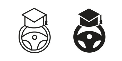 Driving school icon Logos. Flat Vector Icon Design Template