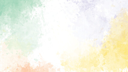 Abstract Pastel Watercolor Background Soft Mint Green Lavender Yellow Peach Splashes Texture Design Element