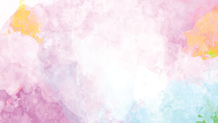 Pastel Watercolor Background Soft Pink Purple Blue Yellow Hues Abstract Texture Design Element Wedding Invitation Card Template Gentle Color Splashes