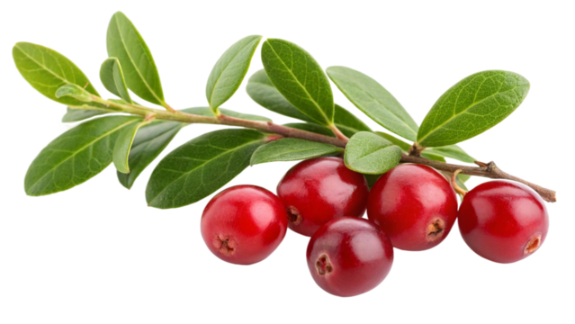 Herbal medicine plant Vaccinium macrocarpon or Cranberry on white or transparent background