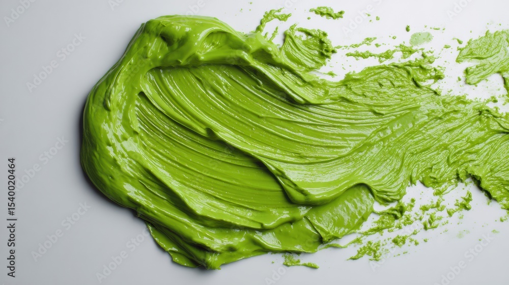 Poster Sticky Green Texture Spreads Across a Clean Surface With Smooth, Flowing Patterns