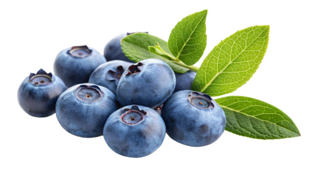 Herbal medicine plant Vaccinium spec or Blueberries on white or transparent background