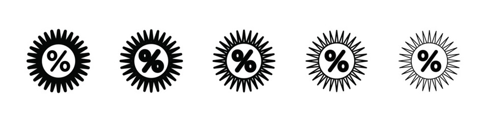 Discount icon isolated vector on white background set