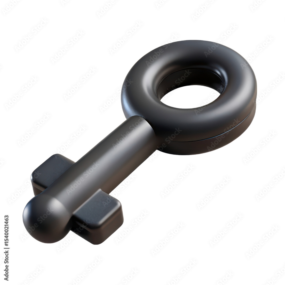 Poster 3d rendering plasticstyle key icon isolated on transparent background for security and access design