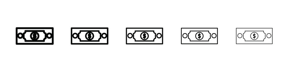 Fototapeta premium Dollar banknote money icon isolated vector on white background set