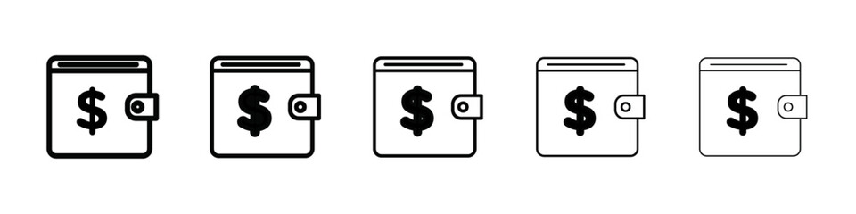 Dollar wallet icon isolated vector on white background set