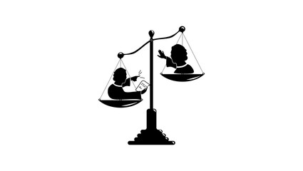 prosecutor wins case, black isolated silhouette